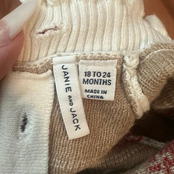 Janie and Jack Fair Isle Reindeer Christmas Poinsettia Sweater Dress 12-24 month - Picture 7 of 7